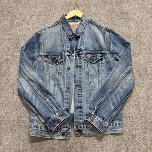 VTG Levi's Denim Jacket Men's Large Cotton Button Up Light Wash Trucker Blue